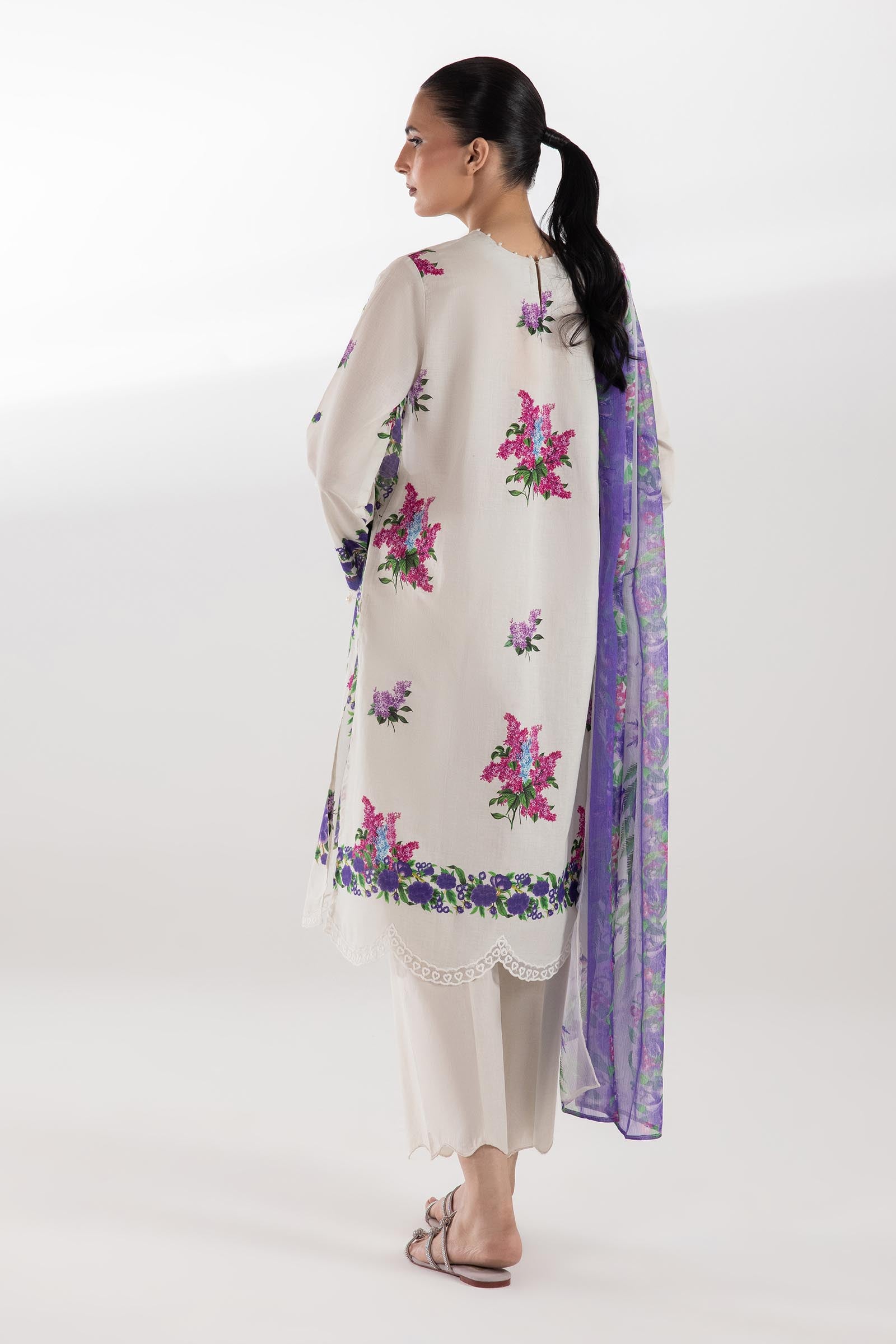 Stitched Embroidered Muzlin Lawn Suit Secondary image