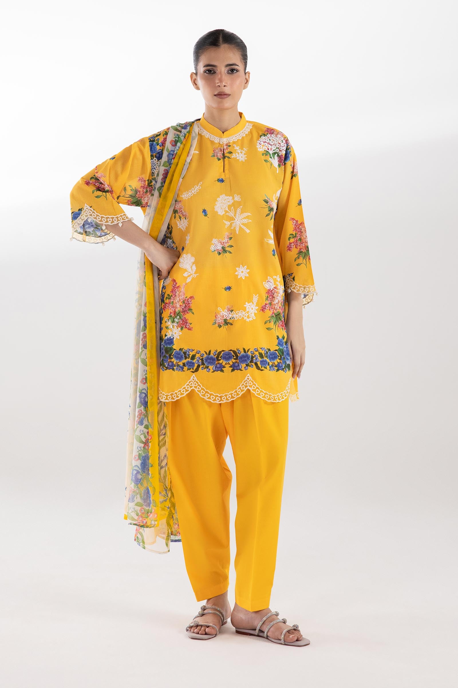 Stitched Embroidered Muzlin Lawn Suit Main image