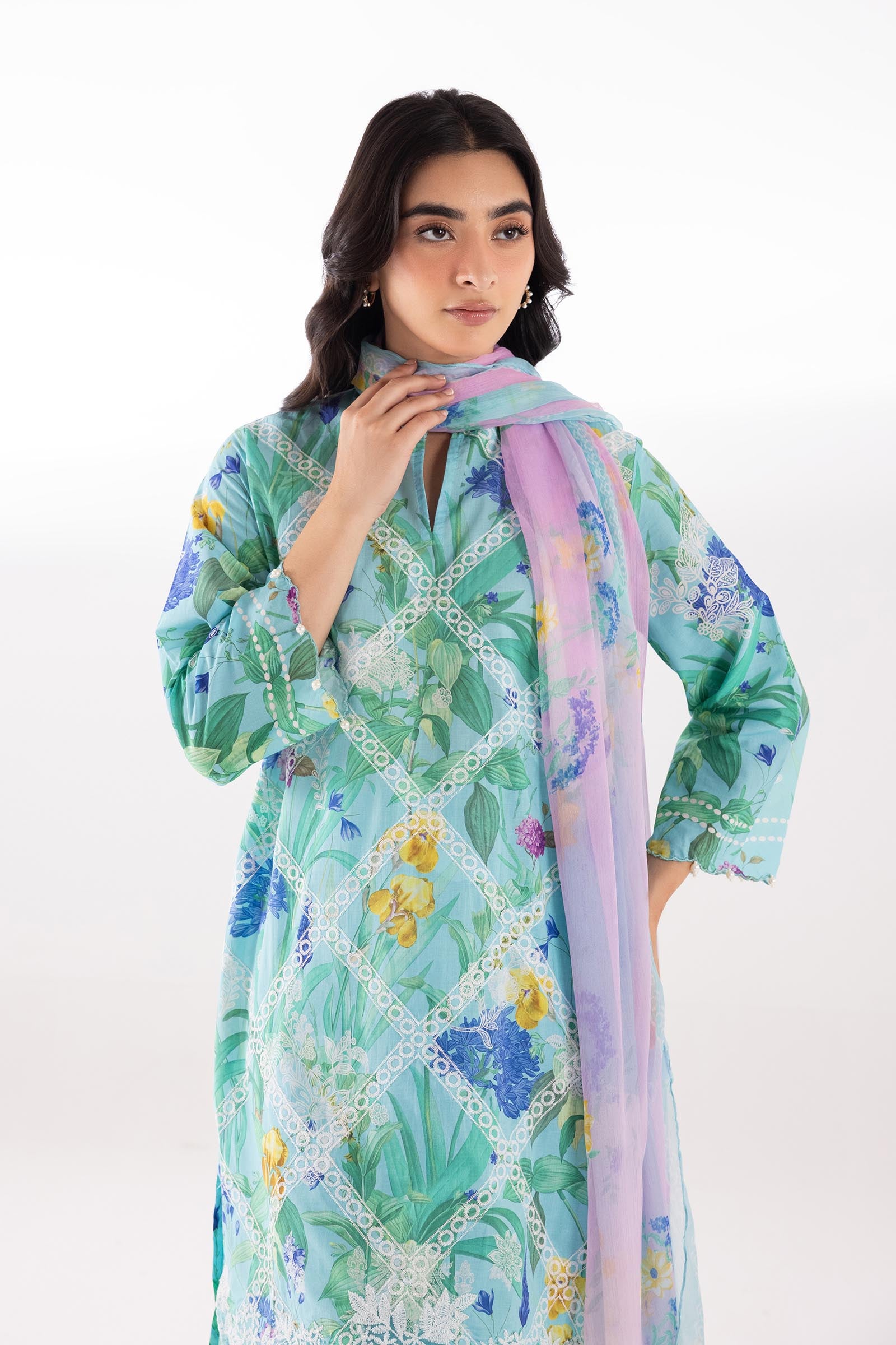 Stitched Embroidered Muzlin Suit Secondary image