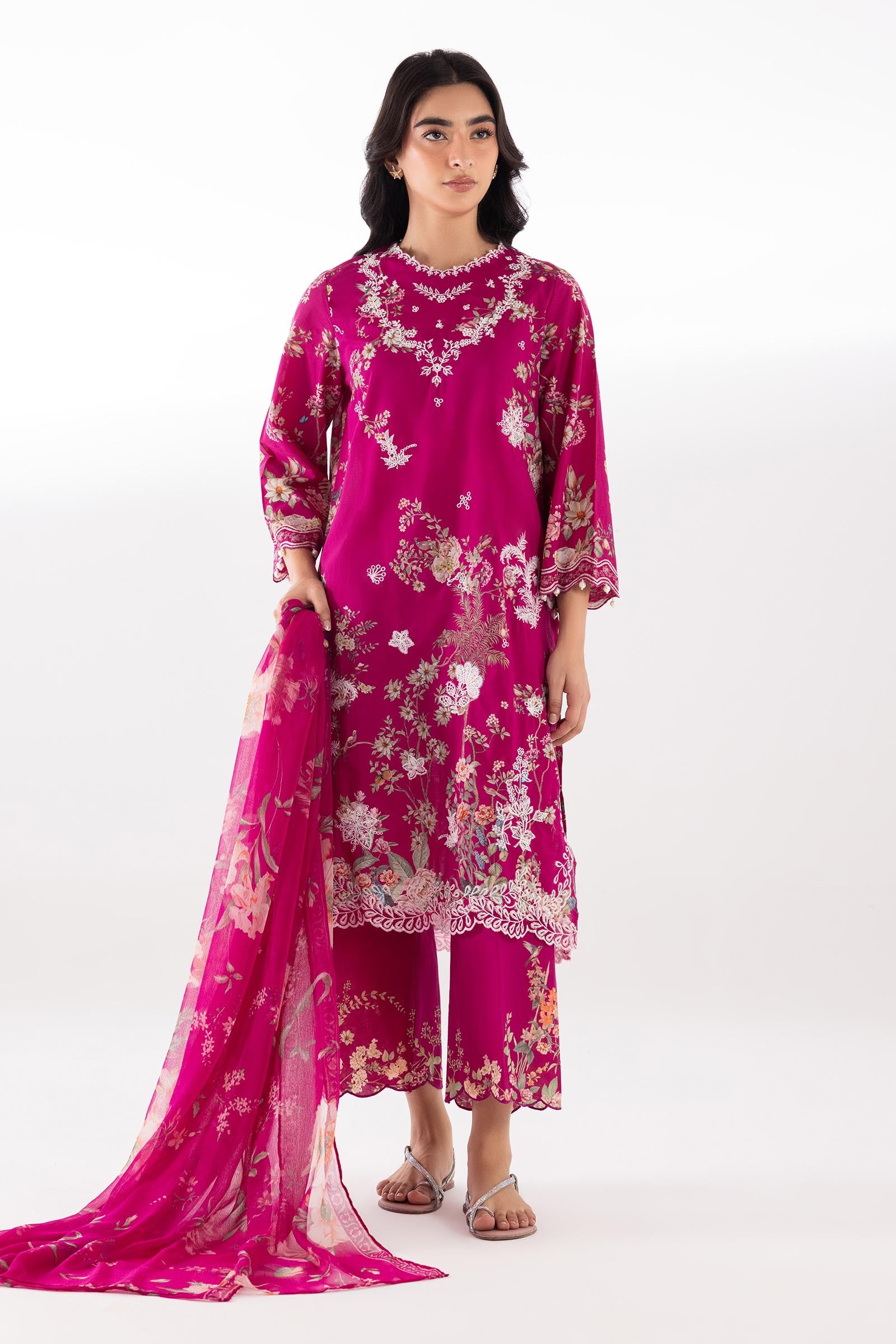 Stitched Embroidered Muzlin Lawn Shirt+ Shalwar Main image