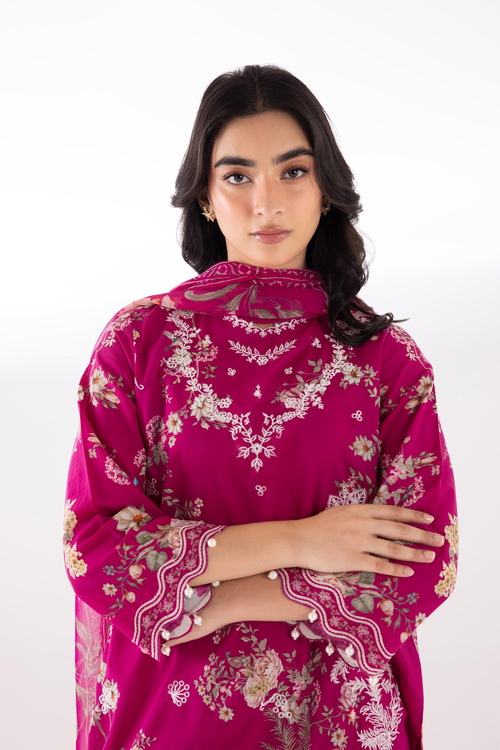 Stitched Embroidered Muzlin Lawn Shirt+ Shalwar Secondary image