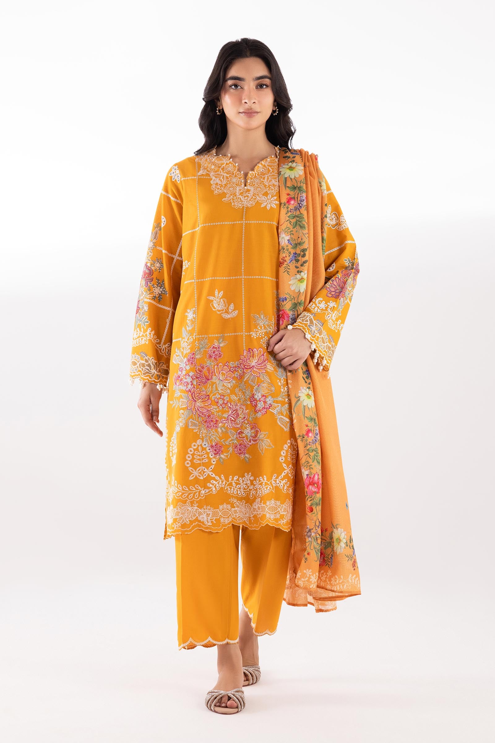 Stitched Muzlin Embroidered Lawn Suit Main image