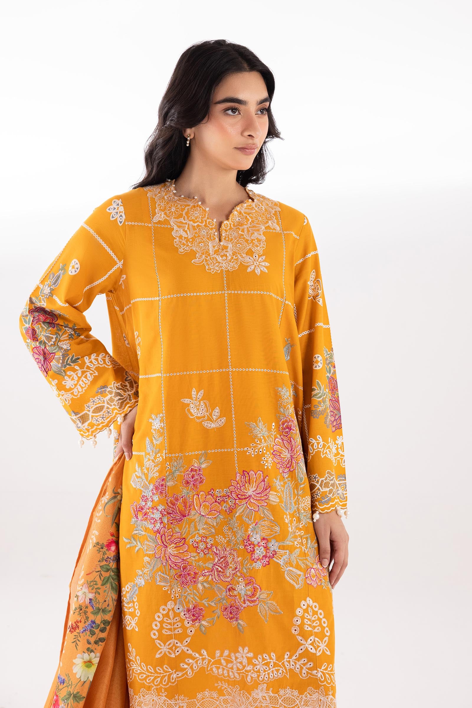 Stitched Lawn Muzlin Suit Secondary image