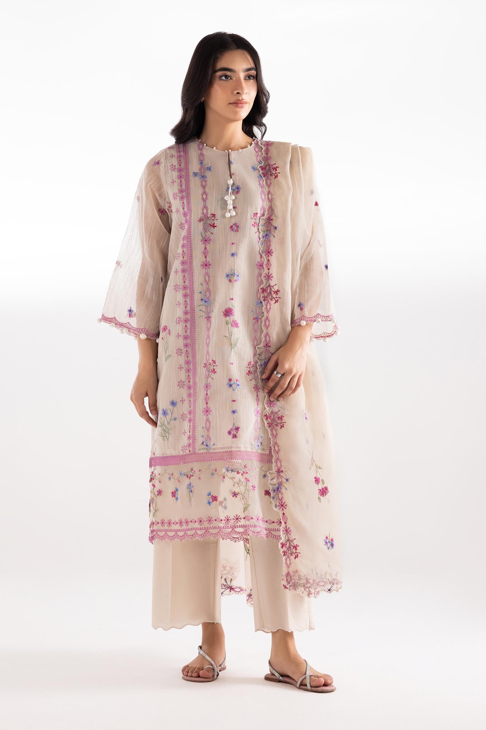 Stitched Embroidered Muzlin Lawn Suit Main image