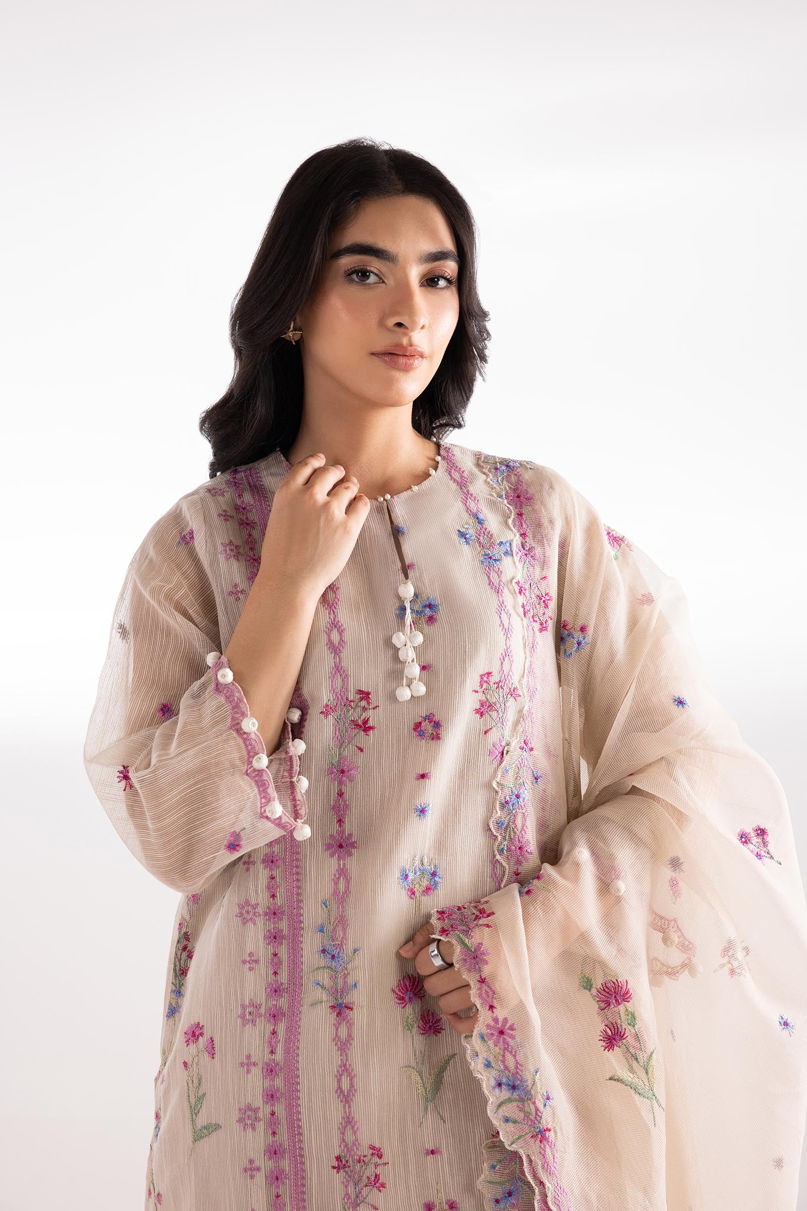 Stitched Embroidered Muzlin Lawn Suit Secondary image