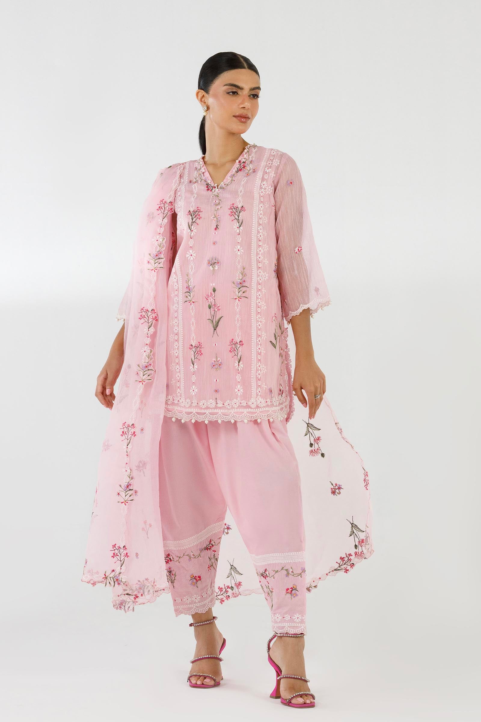 Stitched Embroidered Muzlin Suit