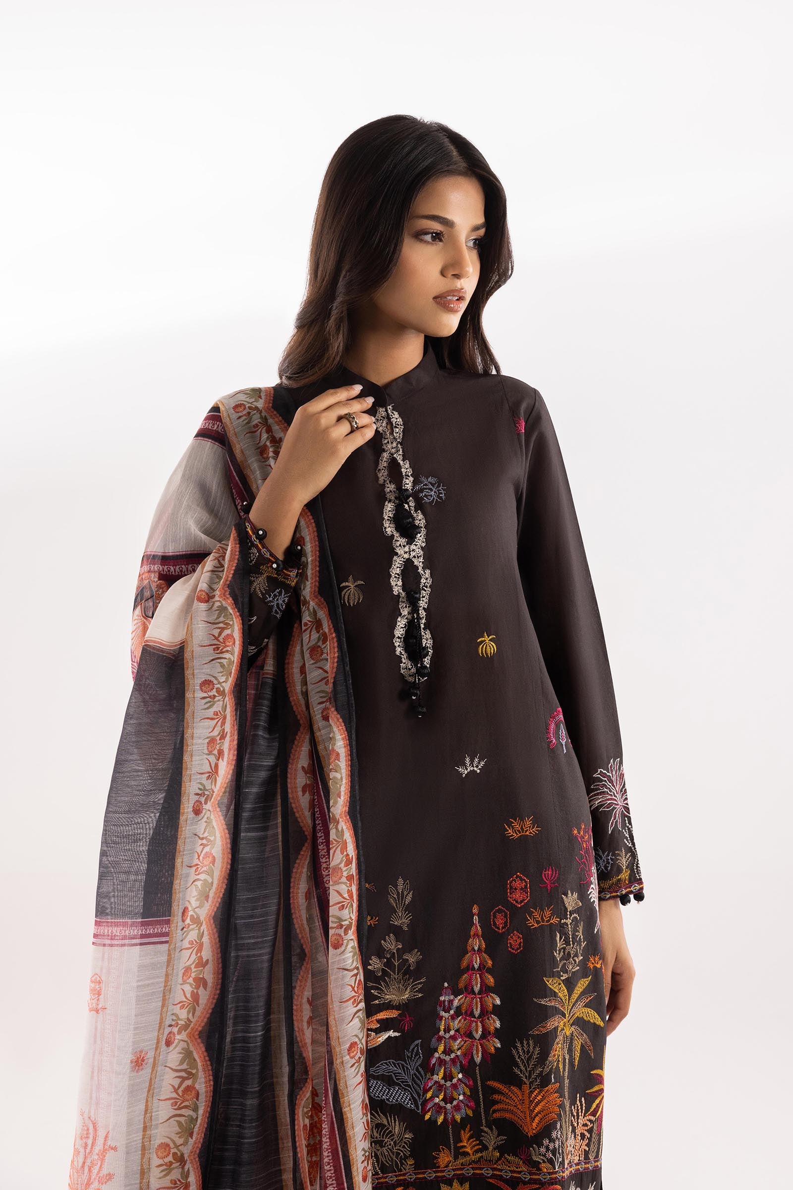 Stitched Lawn Muzlin Suit Secondary image