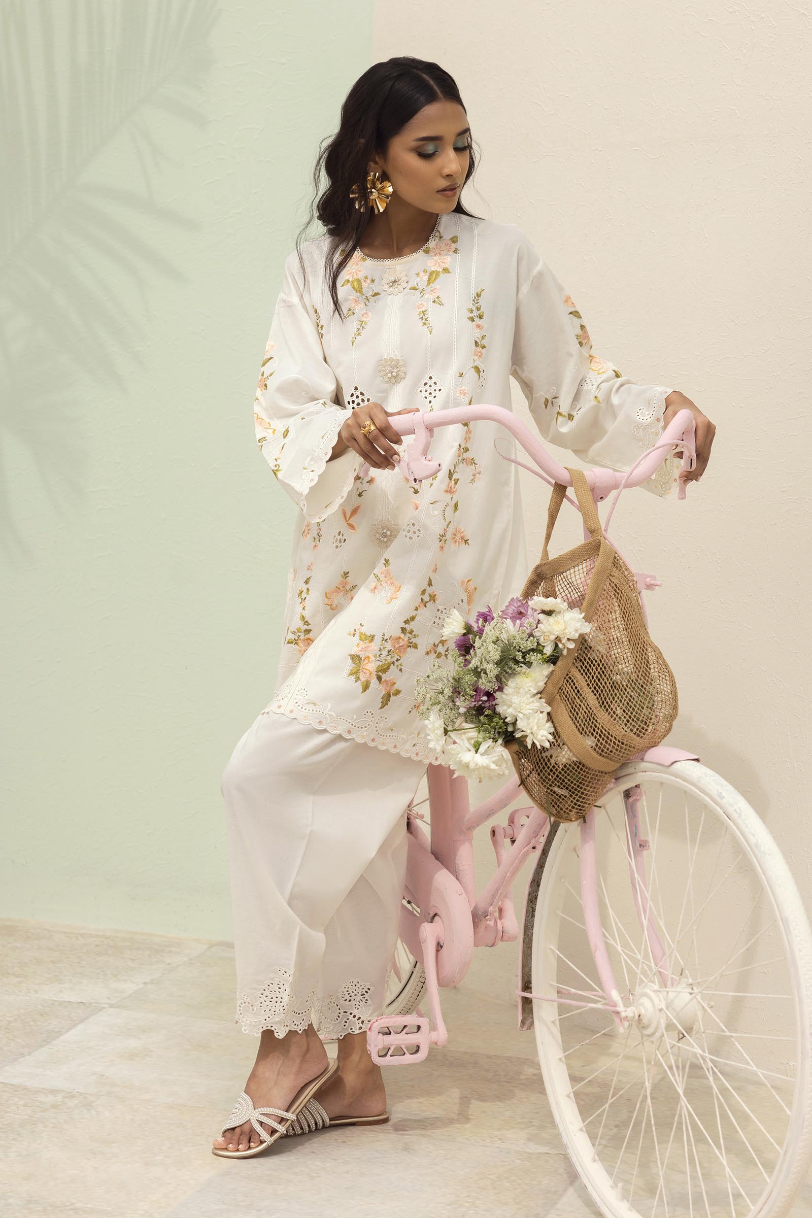 Stitched Lawn Embroidered Boxy Shirt Main image