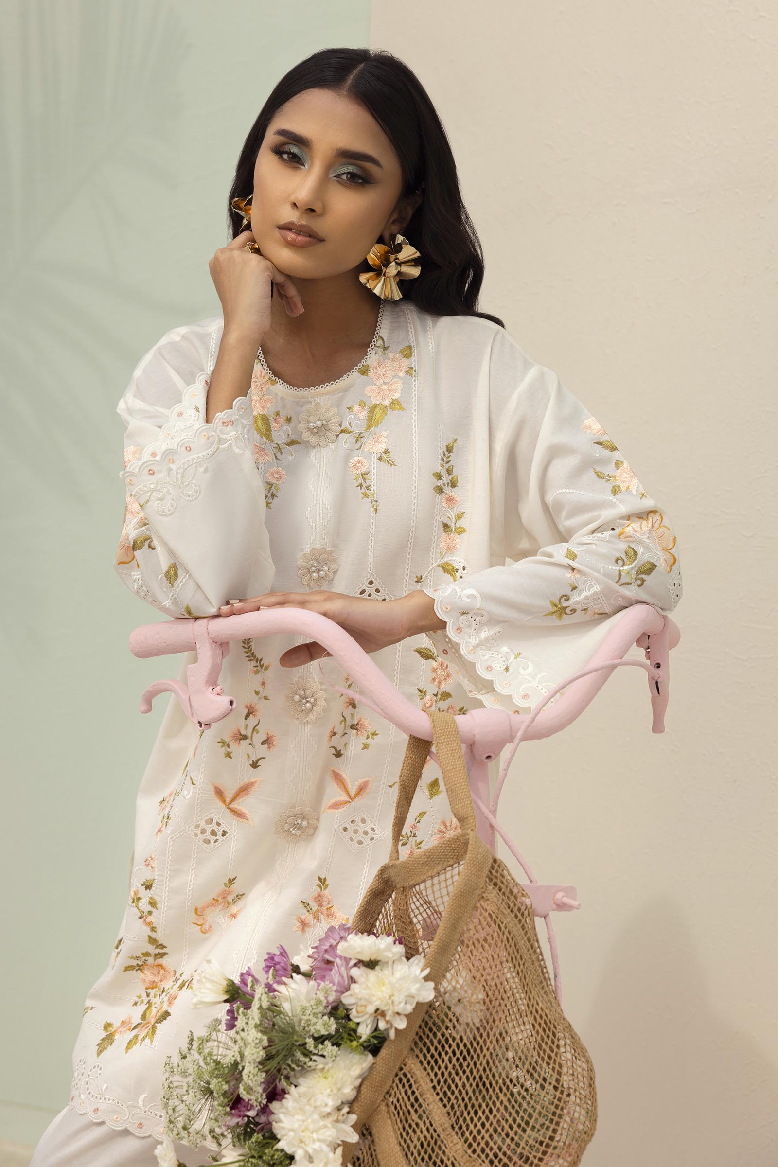 Stitched Lawn Embroidered Boxy Shirt