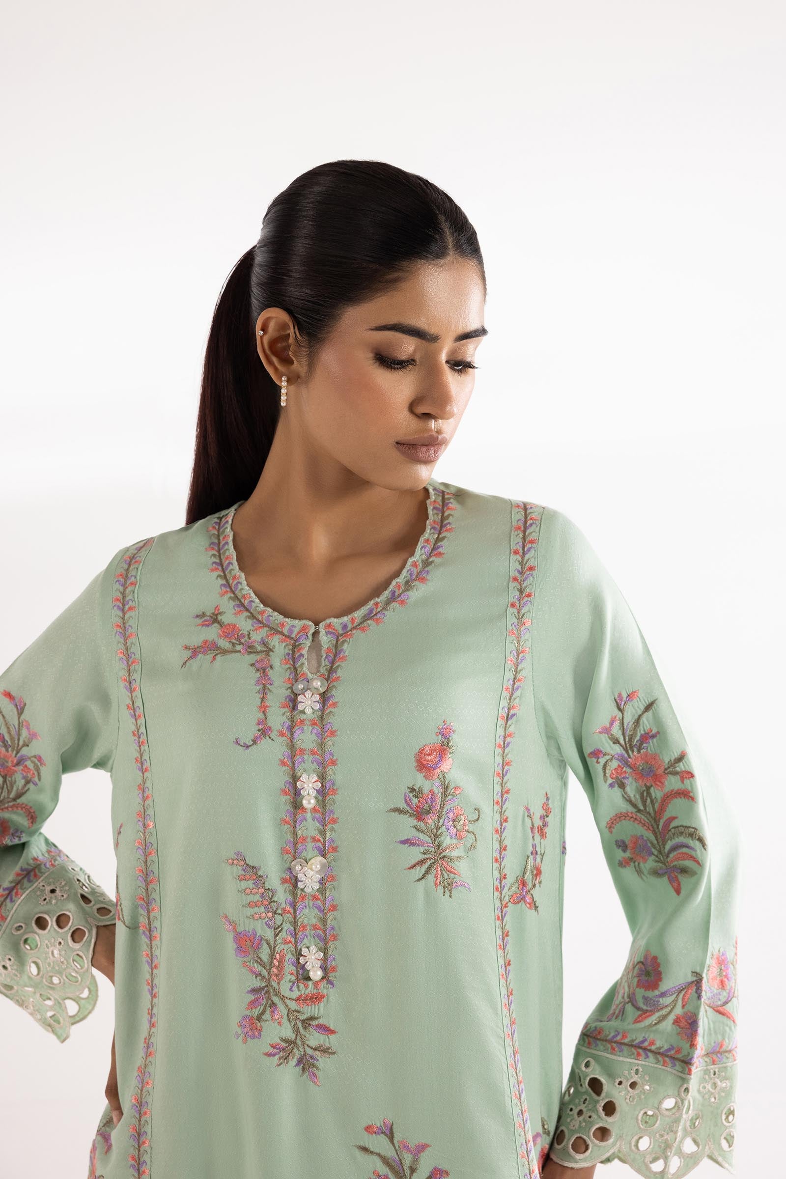 Stitched Embroidered Jacquard Set Secondary image