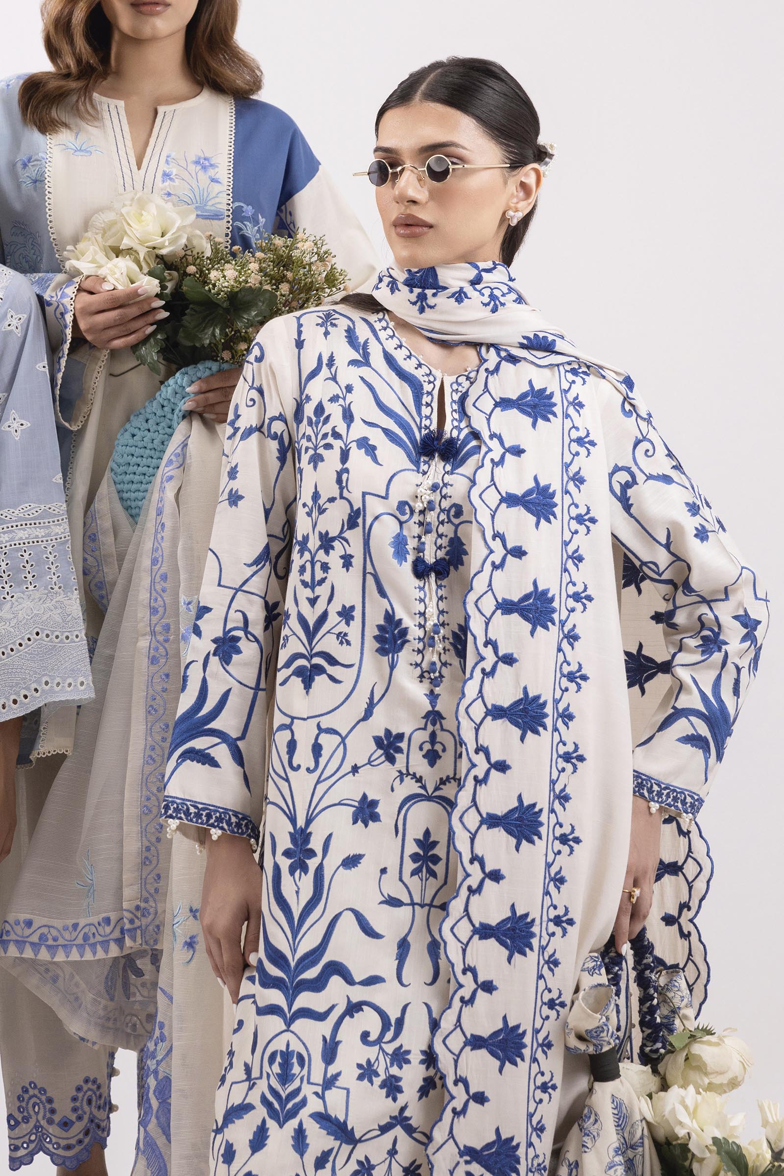 Stitched Embroidered Raw Silk Suit Secondary image