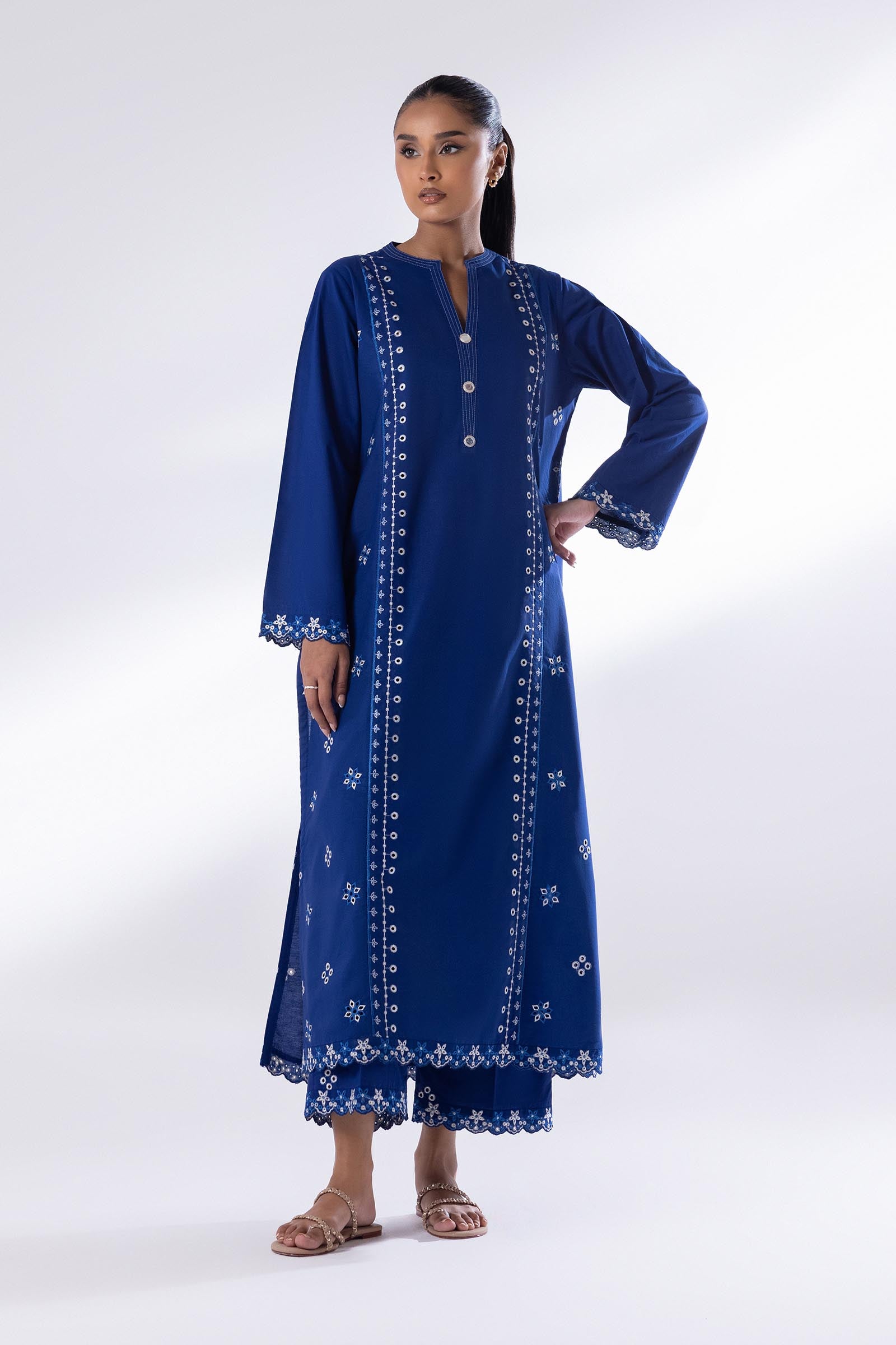 Stitched Blue Lawn Shirt + Bottom Main image