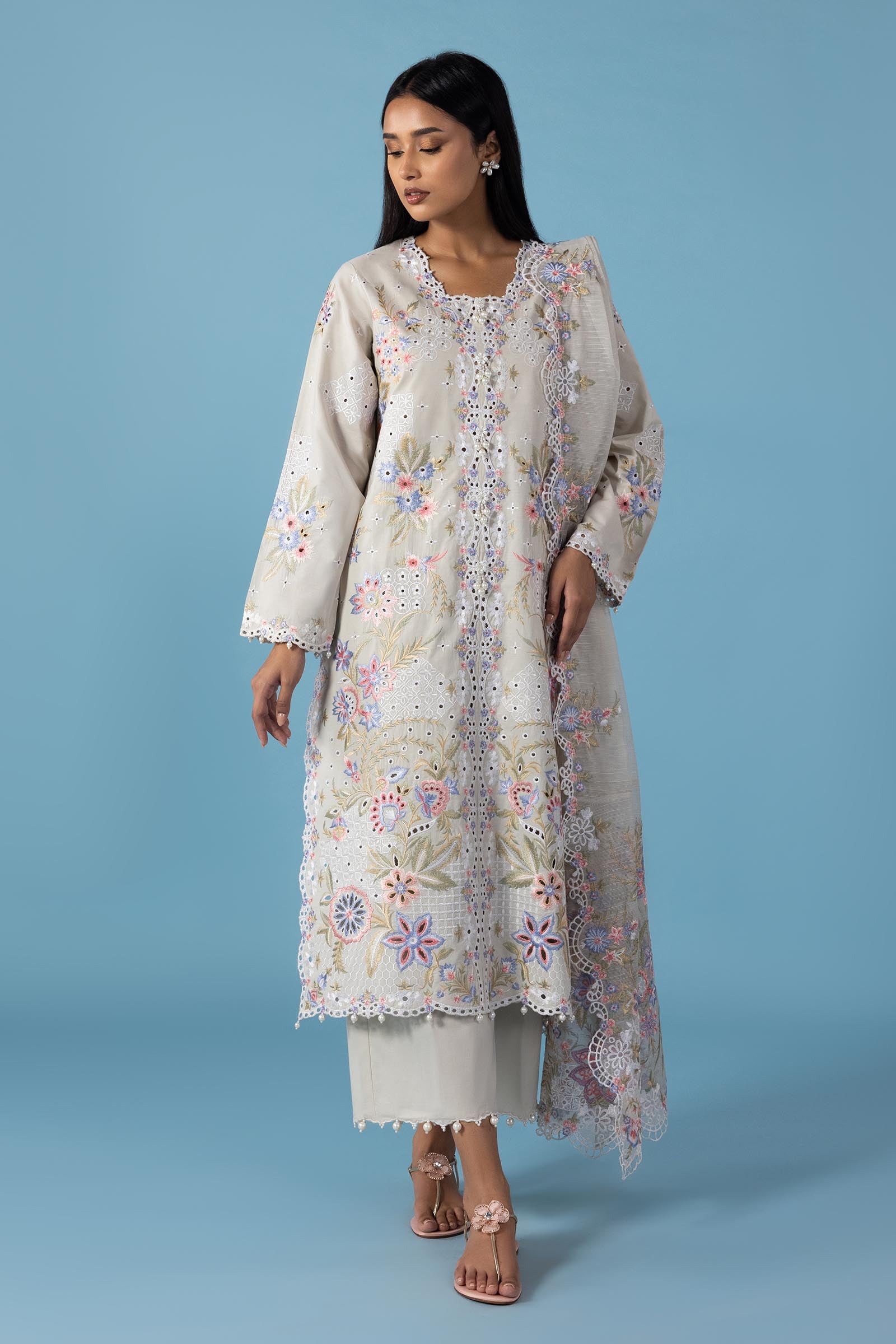 Stitched Embroidered Lawn Shirt Main image