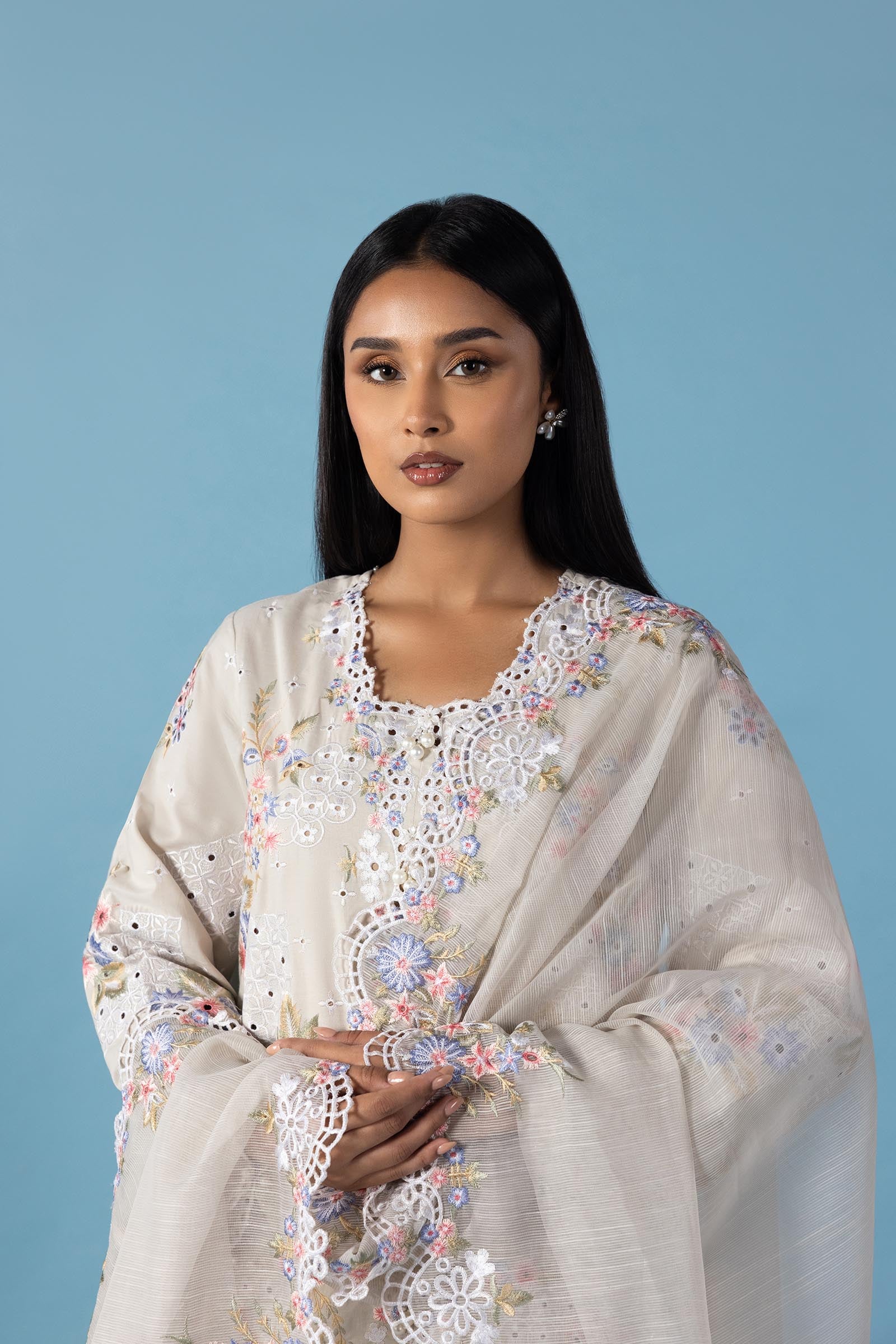 Stitched Embroidered Lawn Shirt Secondary image