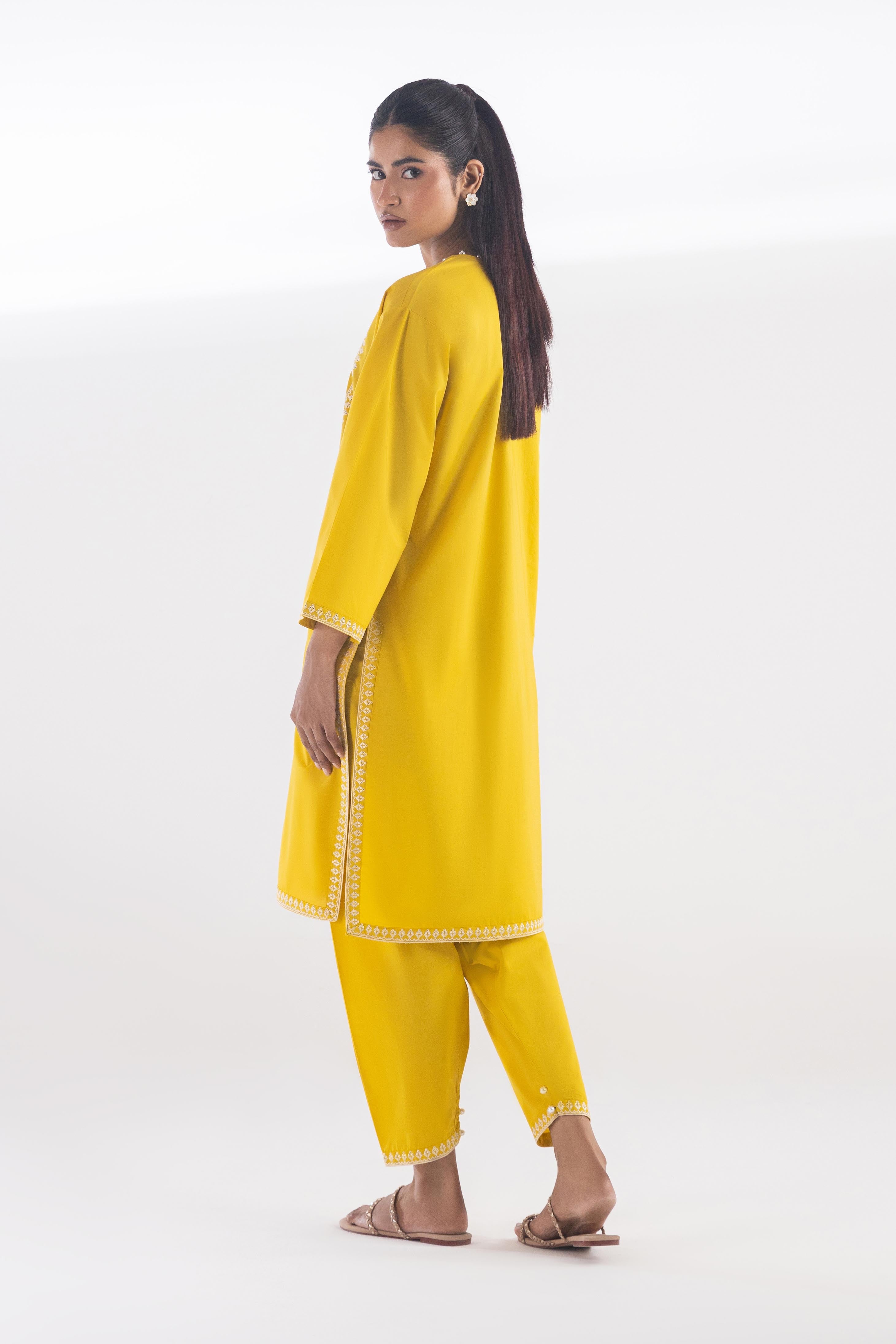 Stitched Embroidered Lawn Shalwar Secondary image
