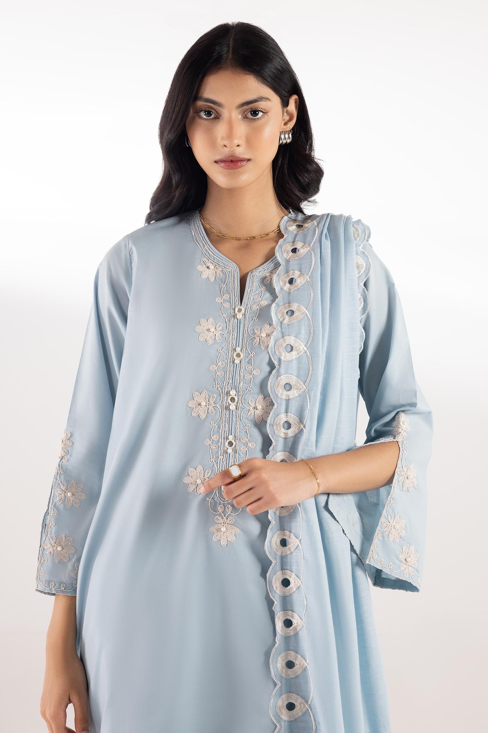 Stitched Embroidered Lawn Shirt Secondary image