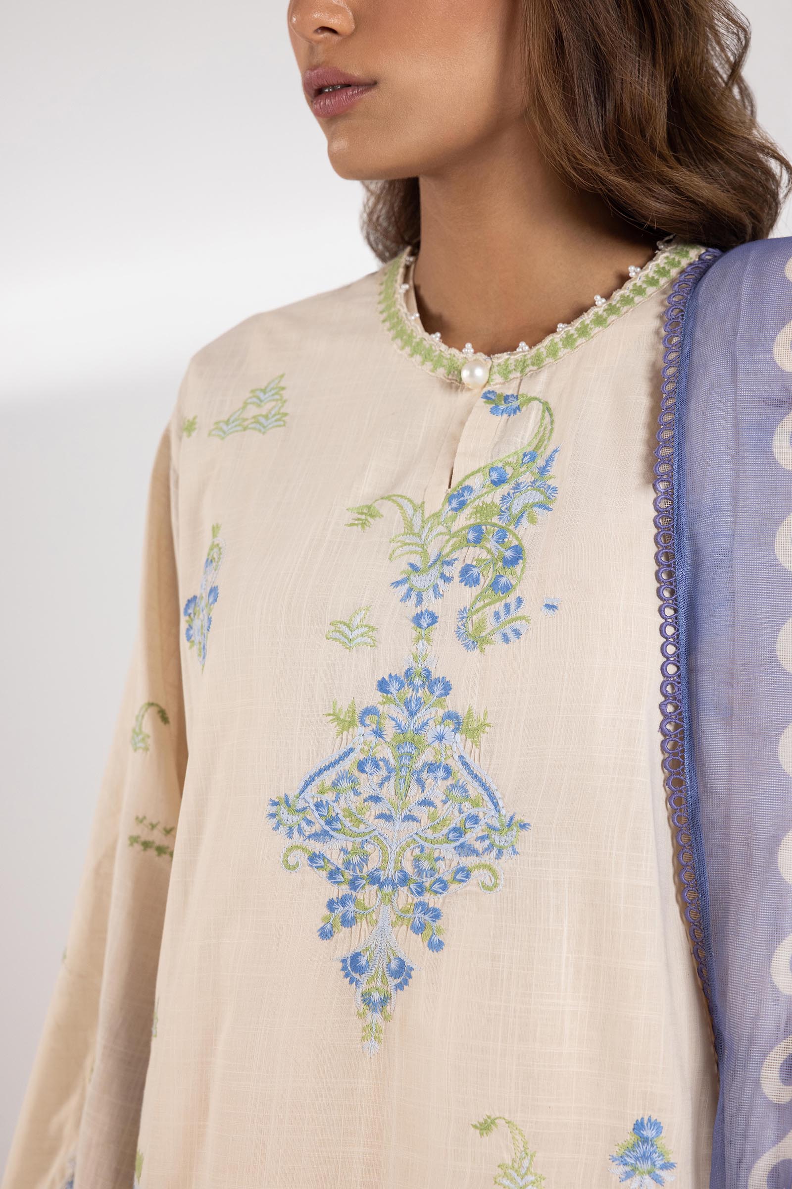 Stitched Embroidered Lawn Shirt Secondary image