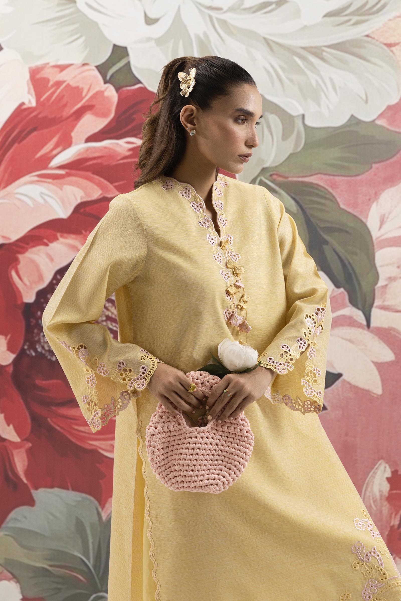 Stitched Embroidered Chambrey Shirt