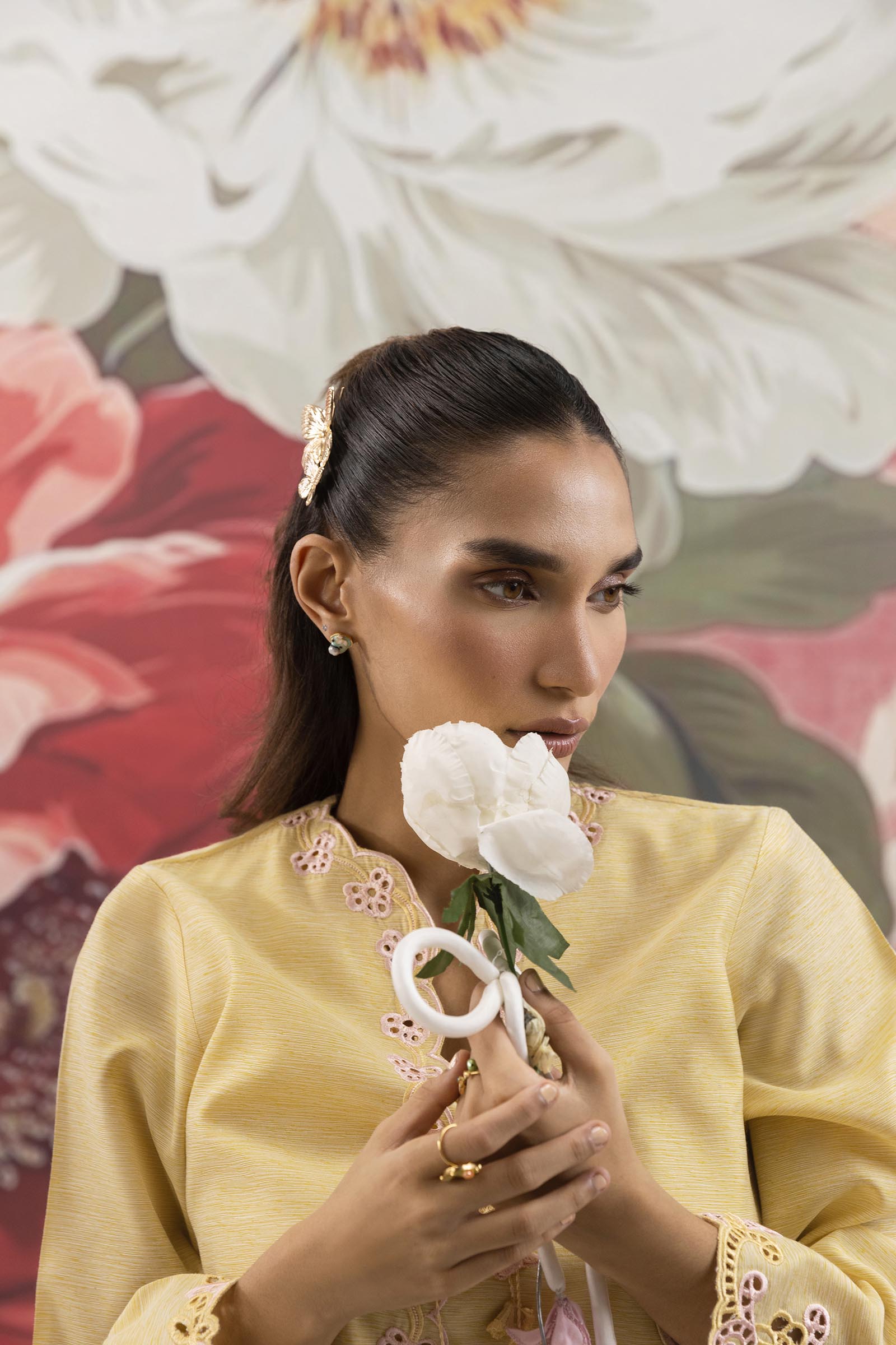 Stitched Embroidered Chambrey Shirt