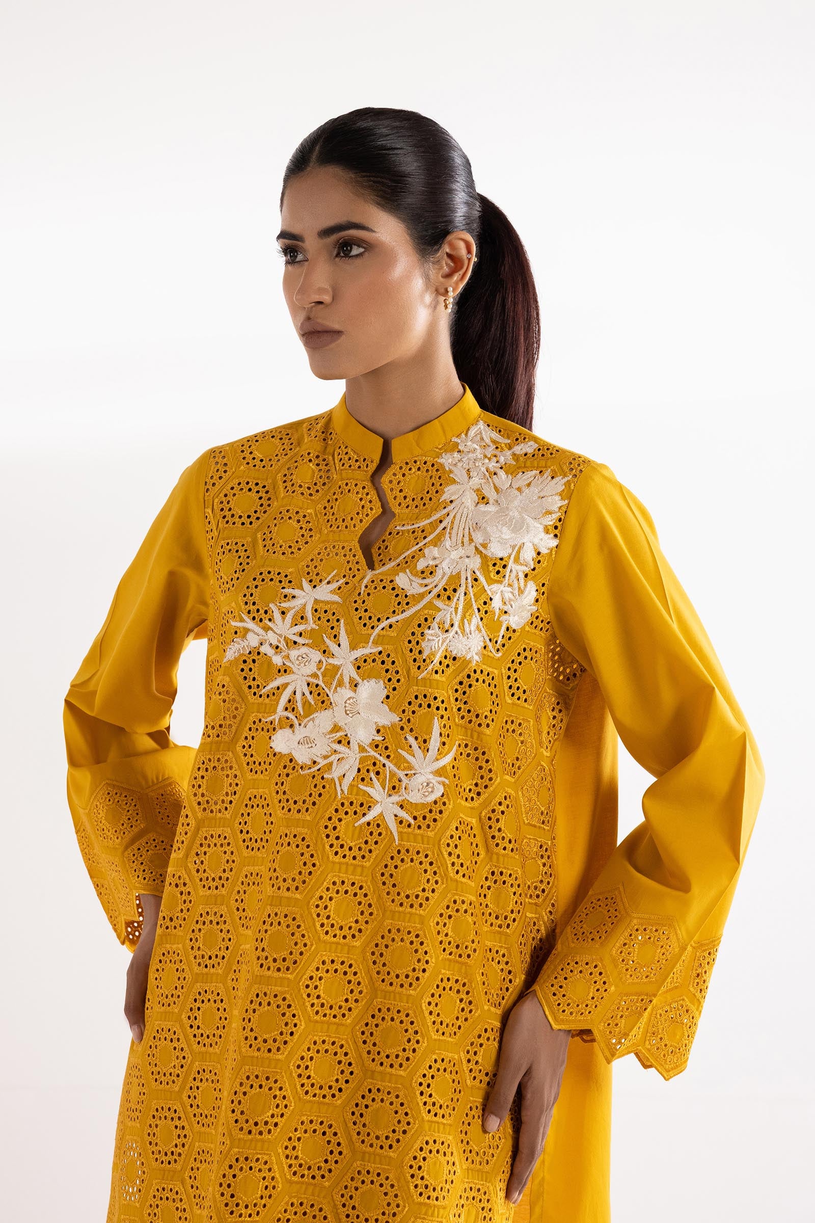 Stitched Embroidered Lawn Shirt + Shalwar Secondary image