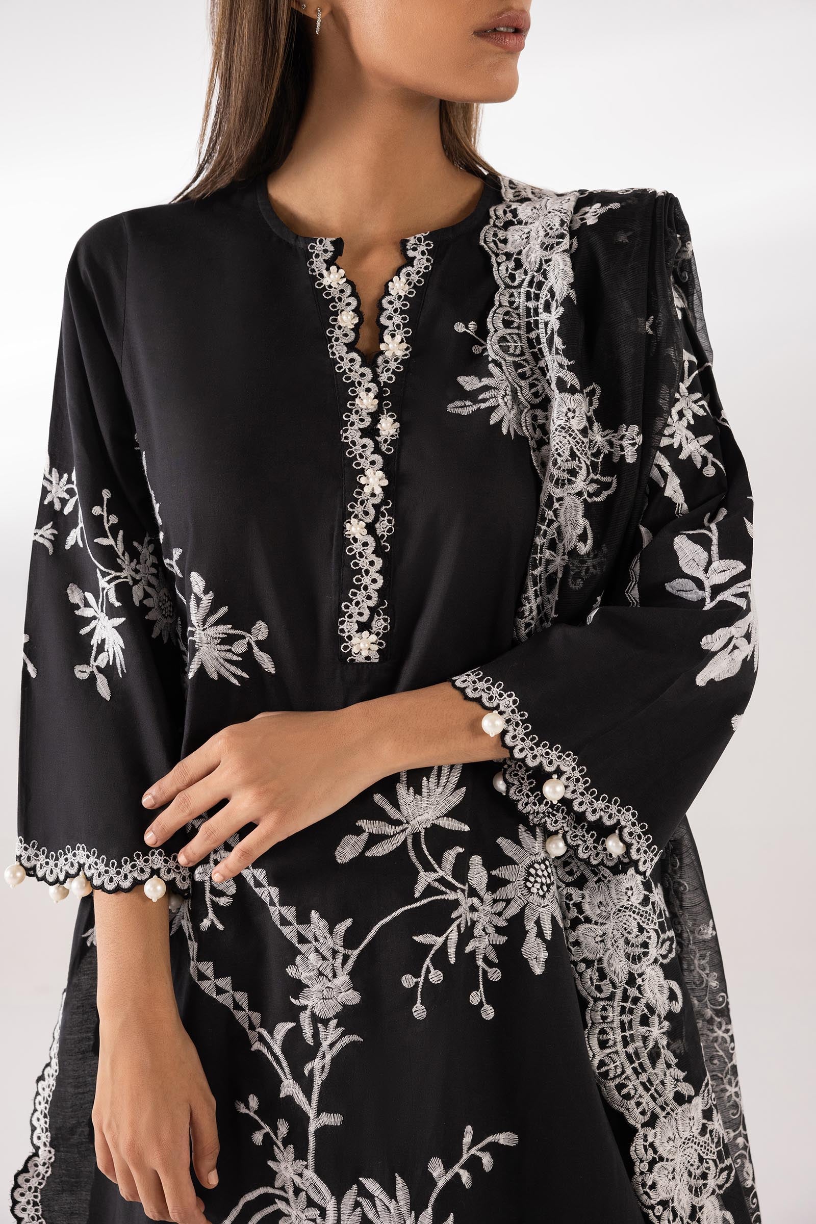 Stitched Lawn Embroidered Shirt