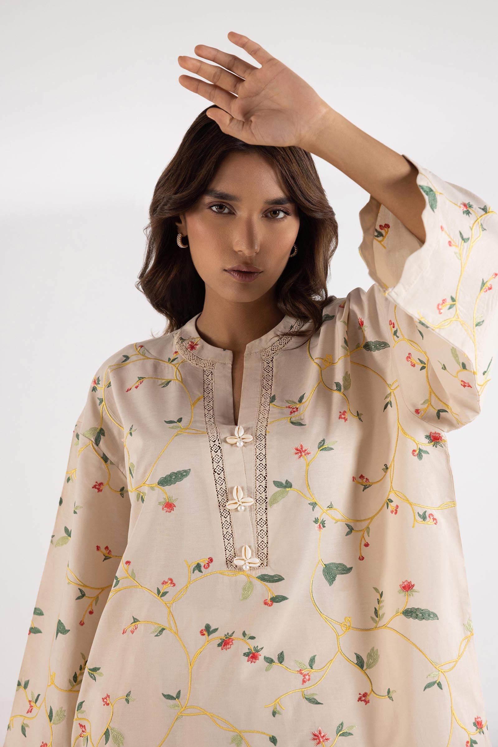 Stitched Embroidered lawn Shirt Secondary image