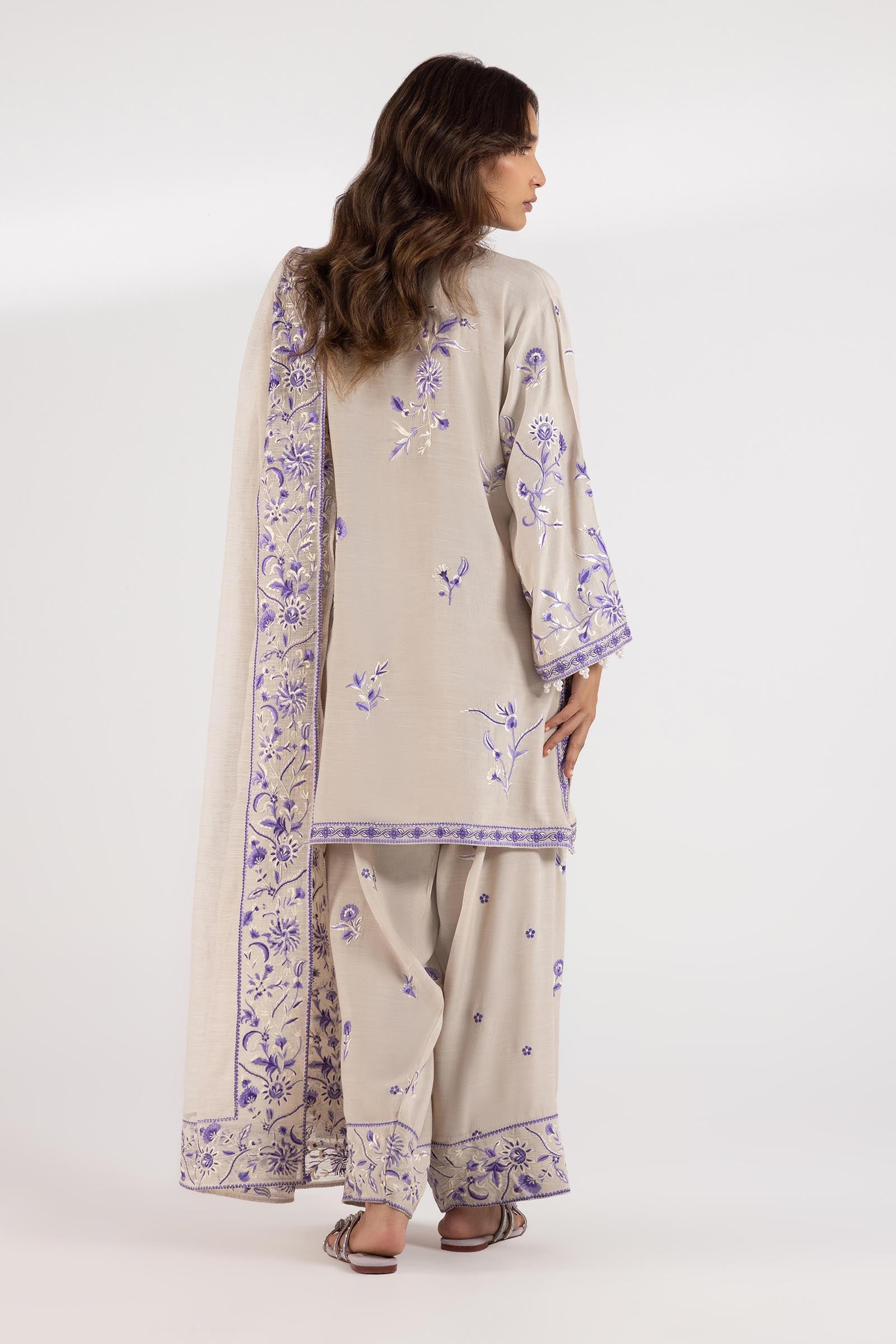 Stitched Embroidered Raw Silk Zuri Shalwar Secondary image
