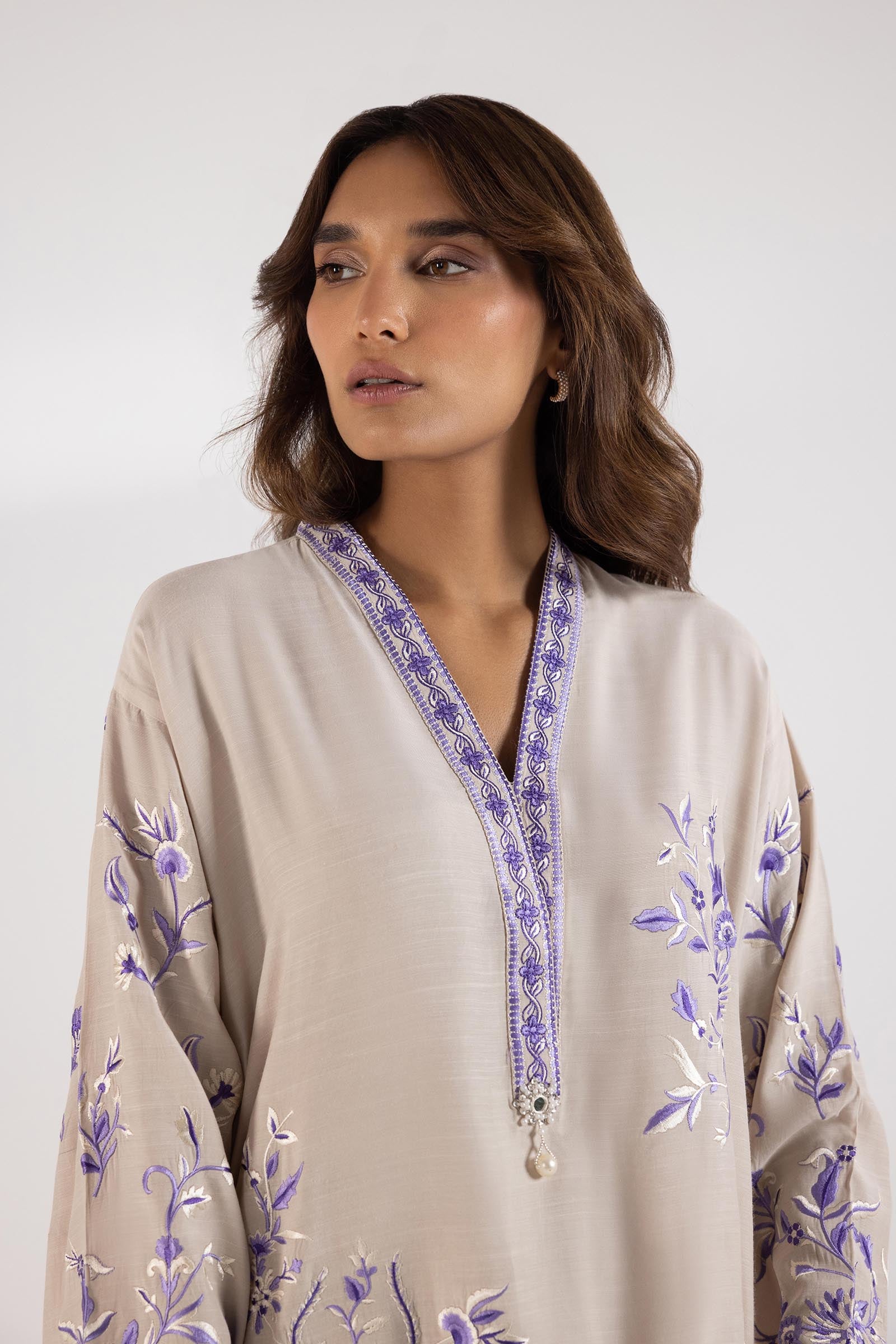 Stitched Embroidered Raw Silk Shirt + Shalwar + Dupatta Secondary image