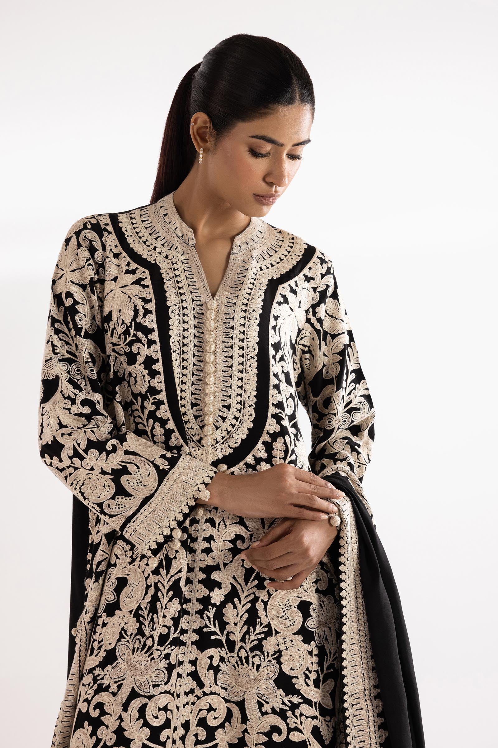 Stitched Embroidered Raw Silk Suit Secondary image