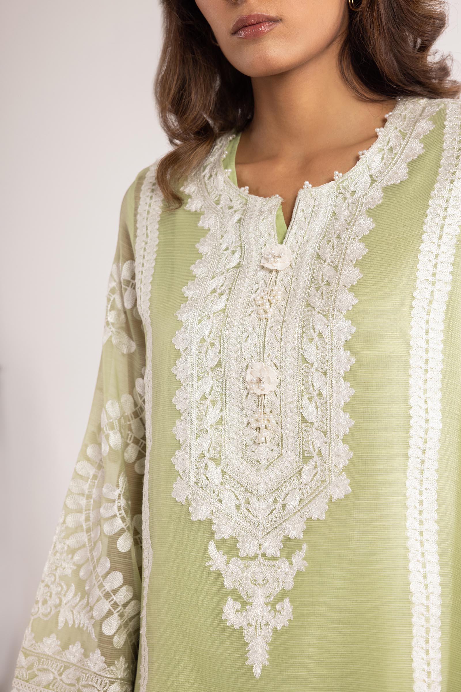 Stitched Cotton Embroidered Suit Secondary image
