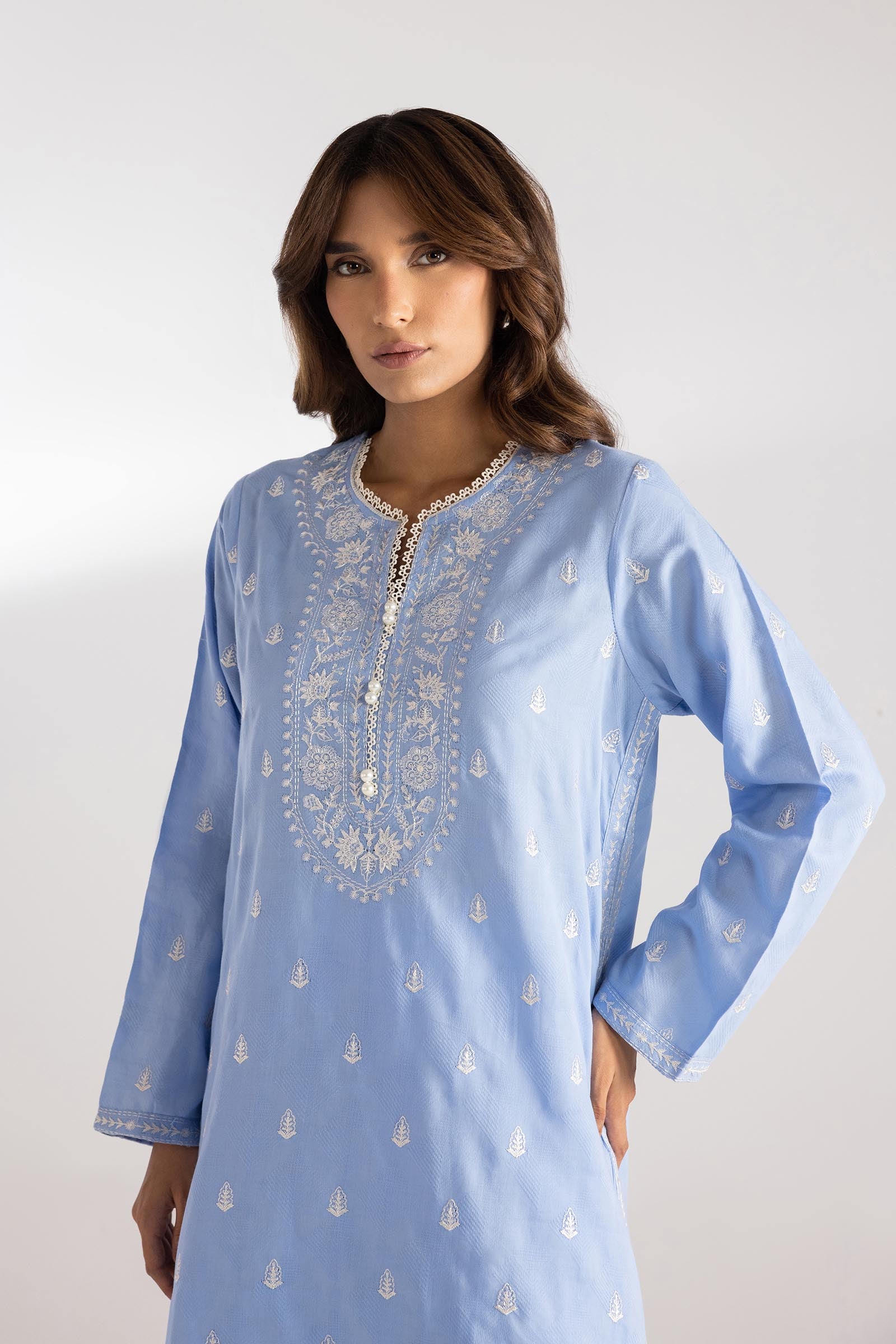 Stitched Embroidered Jacquard Shirt Secondary image