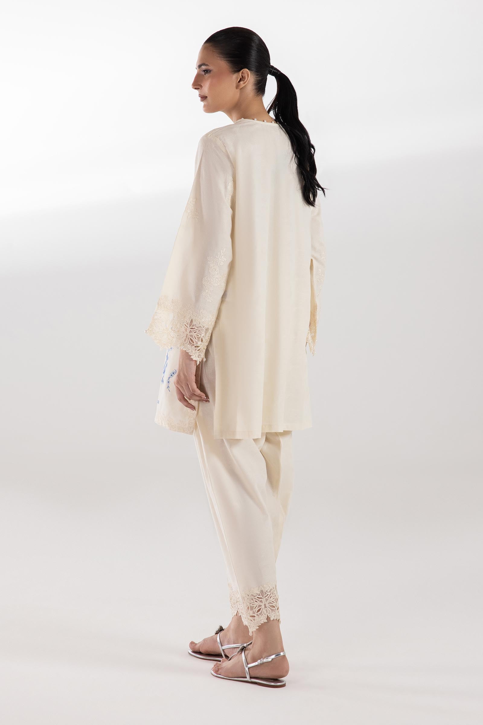 Stitched Embroidered Jacquard Skinny Shalwar Secondary image
