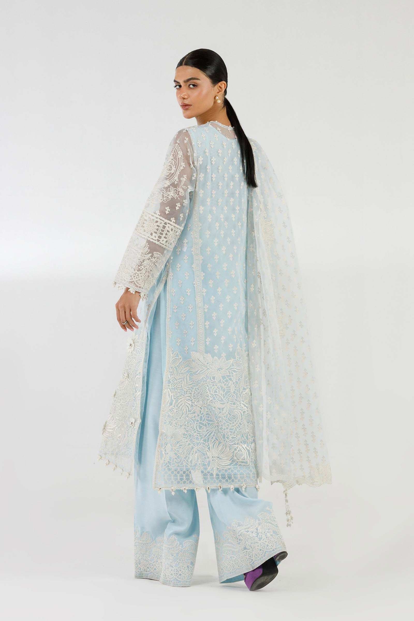 Stitched Embroidered Shirt + Bottom + Dupatta