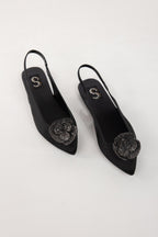 Black Floral Slingback