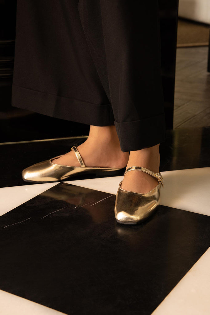 Gold Mary Jane Flats