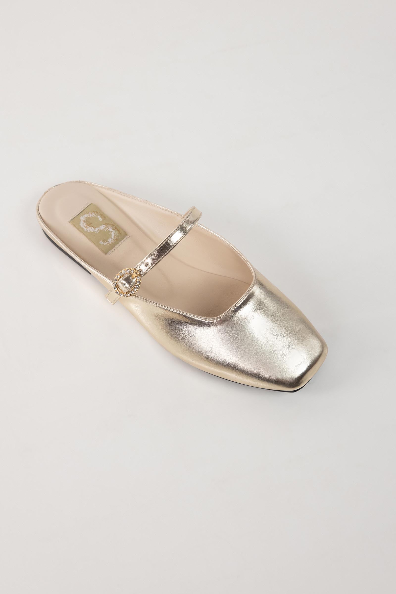 Gold Mary Jane Flats Secondary image