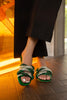 Green Braided Diamante Flats