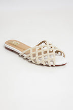White Pearl Weave Slides