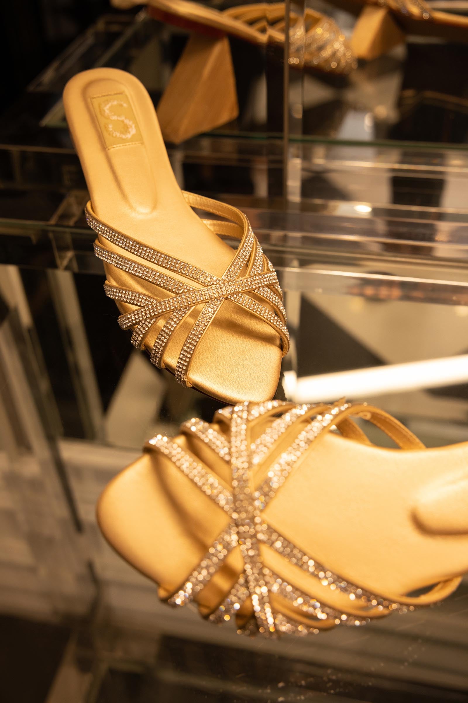 Gold Diamante Flats Main image