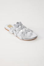 Silver Wavy Slide Sandals