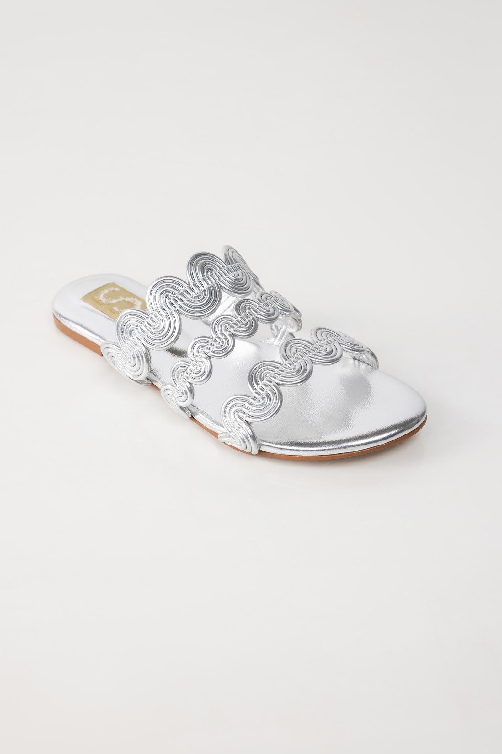 Silver Wavy Slide Sandals