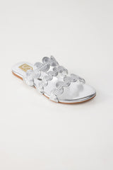 Silver Wavy Slide Sandals