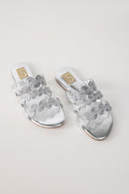 Silver Wavy Slide Sandals