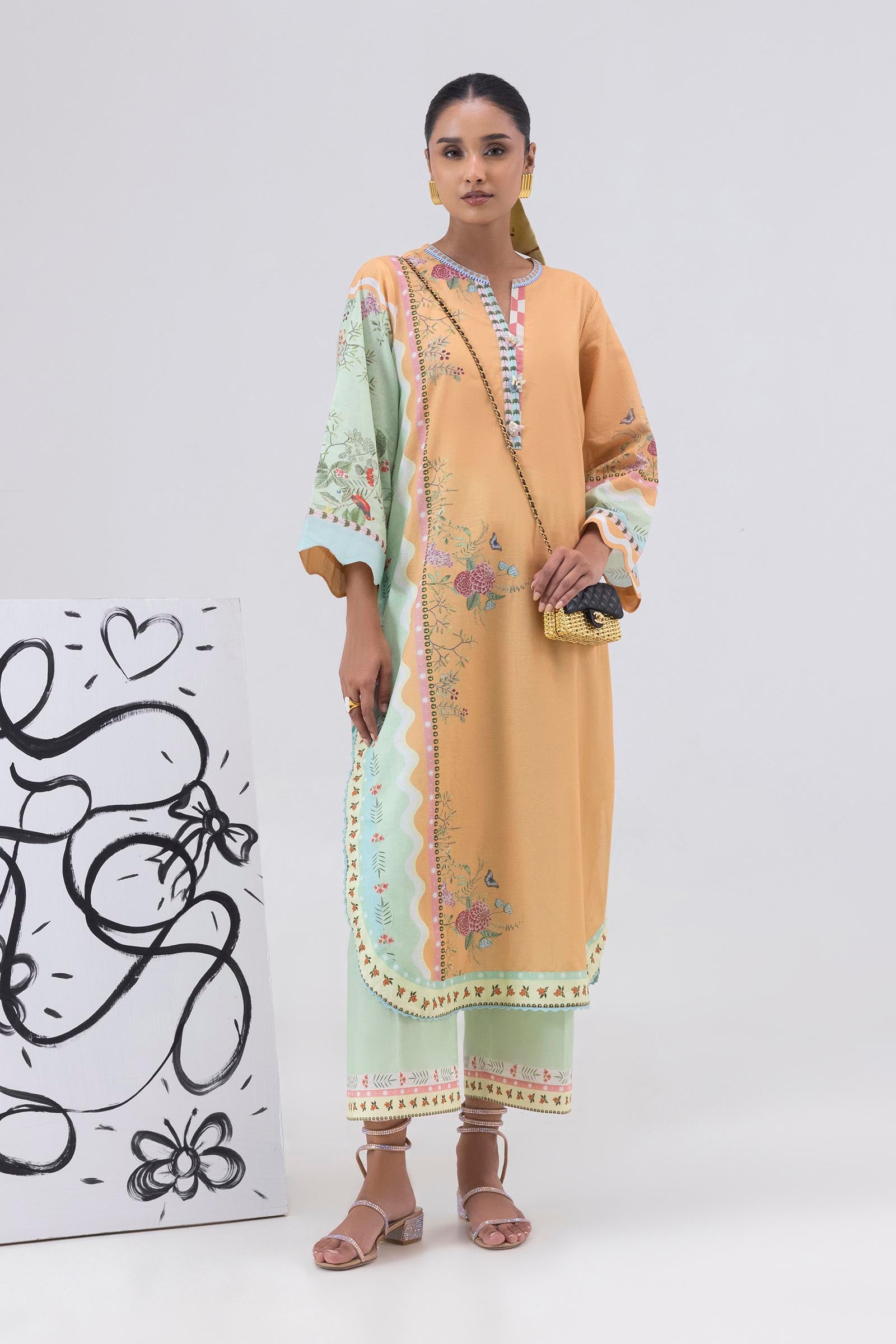 Stitched Printed Lawn Shirt + Culotte Main image