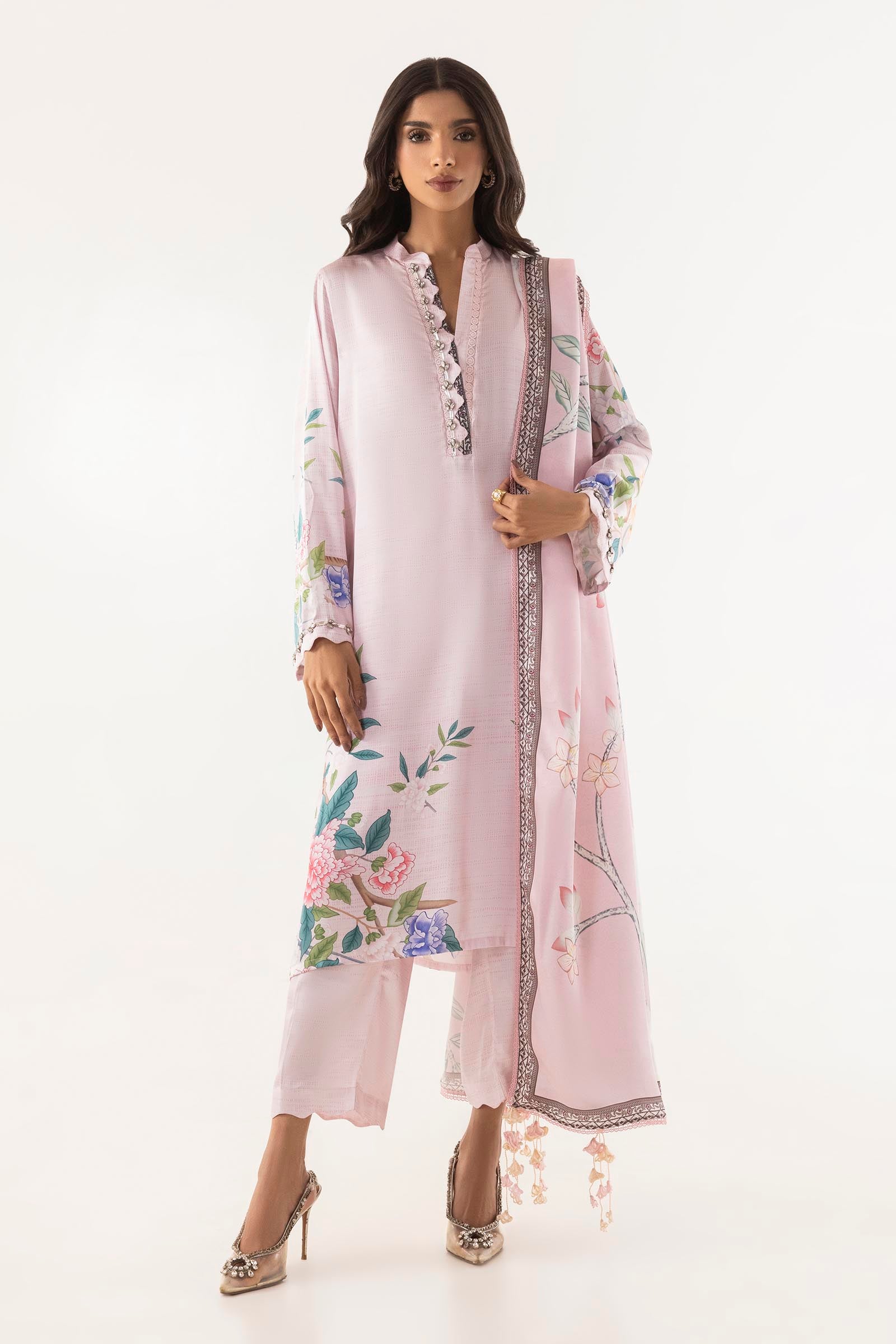 Stitched Printed Satin Shirt+ Culotte Main image