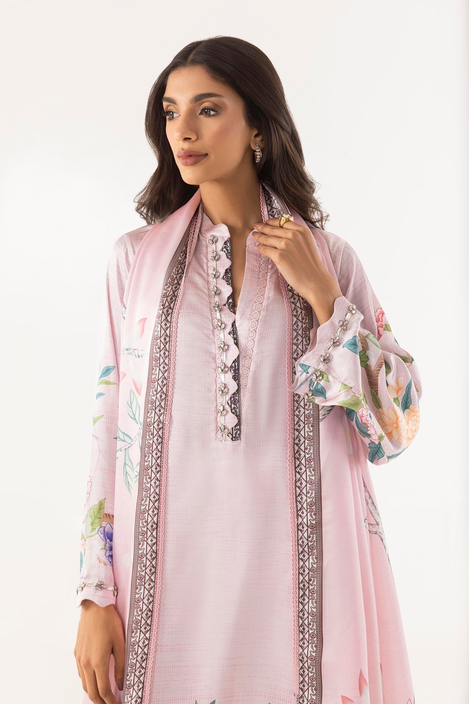 Stitched Printed Satin Shirt+ Culotte