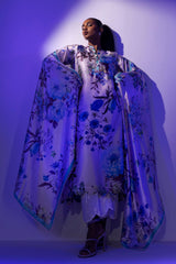 Stitched Floral Satin Printed Shirt