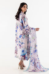 Stitched Floral Satin Printed Shirt