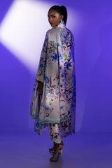 Stitched Floral Satin Printed Shirt