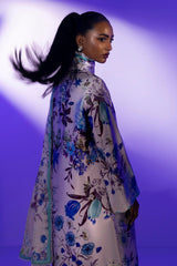 Stitched Floral Satin Printed Shirt